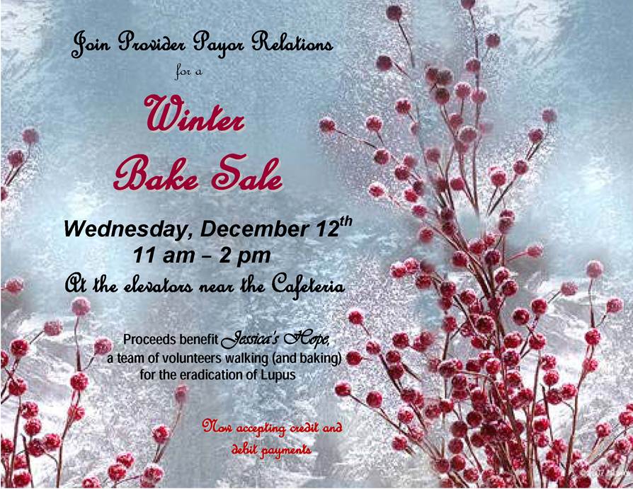 
Provider Payor Relations Bake Sale to Benefit Lupus Foundation
