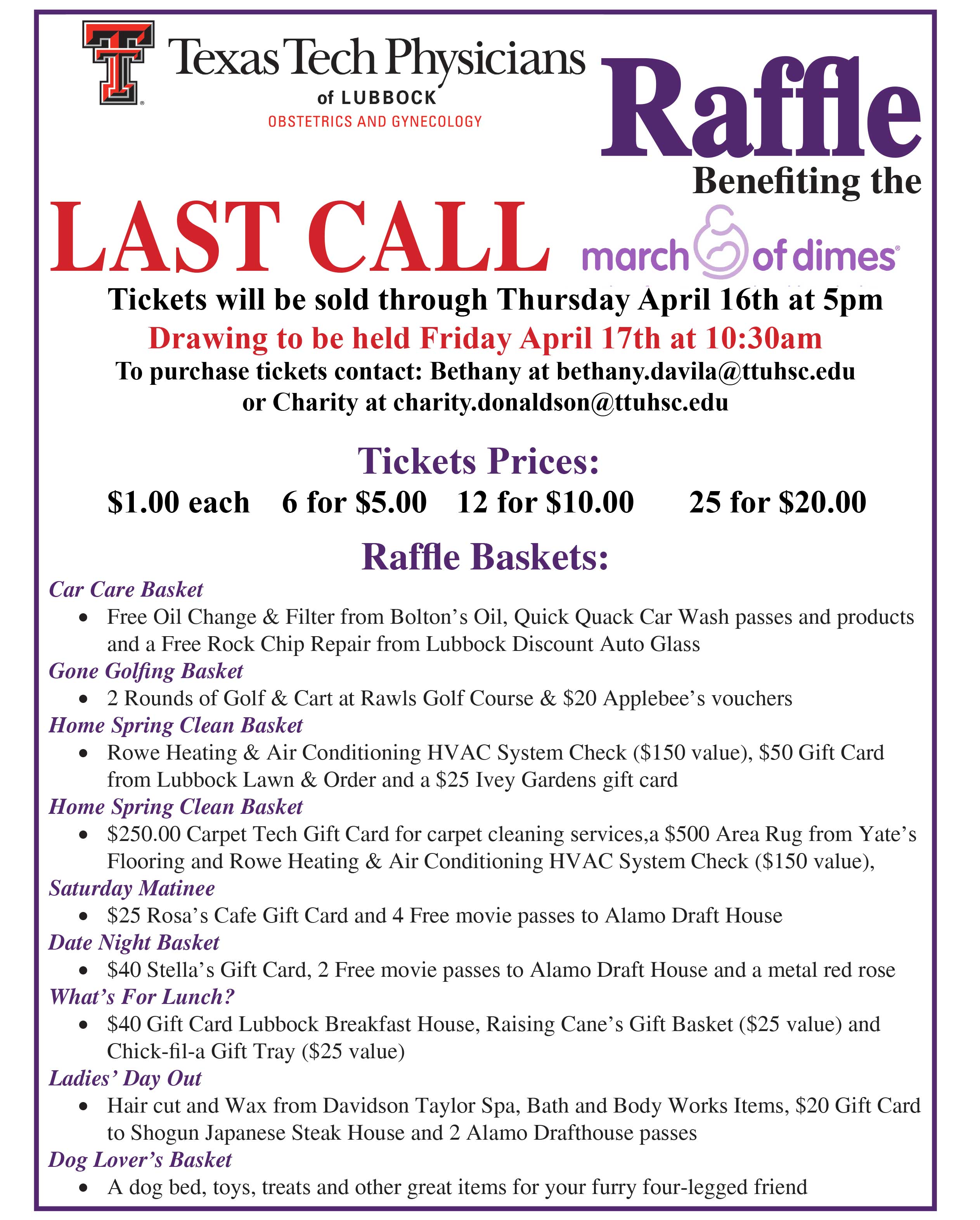 
Final Week to Purchase Tickets for Ob/Gyn Raffle
