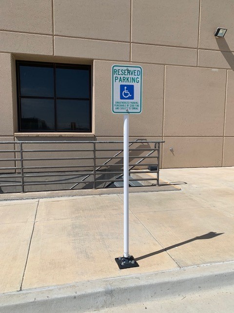 Picture of one of the ADA parking spots added to the south side of campus behind the Library. Picture of one of the ADA parking spots added to the south side of campus behind the Library.