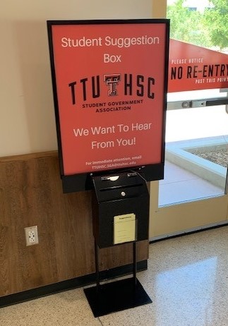 Picture of the Odessa SGA Suggestion Box located in the ACB 1st floor by tables. Picture of the Odessa SGA Suggestion Box located in the ACB 1st floor by tables.