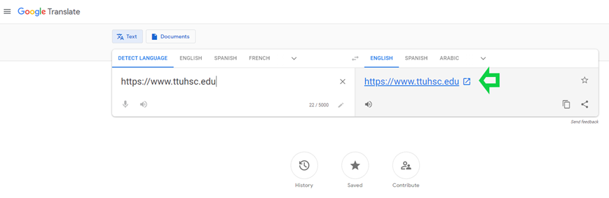 Google Translate Right hand side Google Translate Right hand side